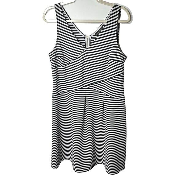 LANE BRYANT Dress Size 14 Blue/White Stripe Sleeveless Double V-Neck Back Zip - Picture 1 of 12